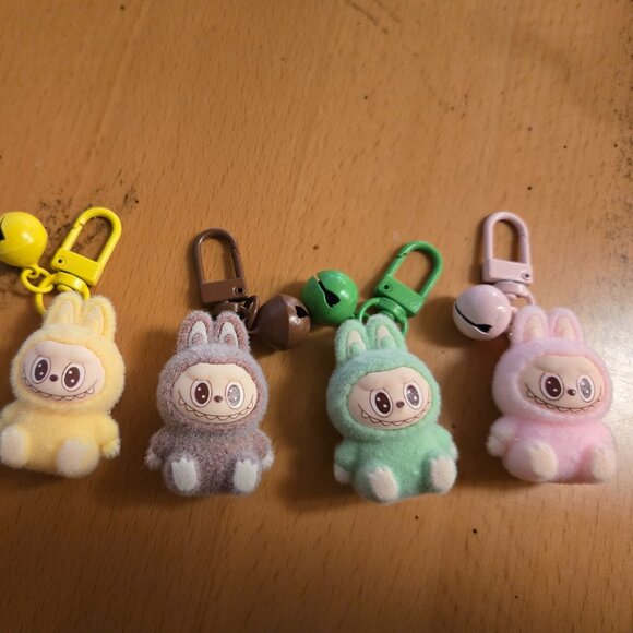 4pc Mini baby labubu keychain bell charm. One Of Each Color - Picture 1 of 3